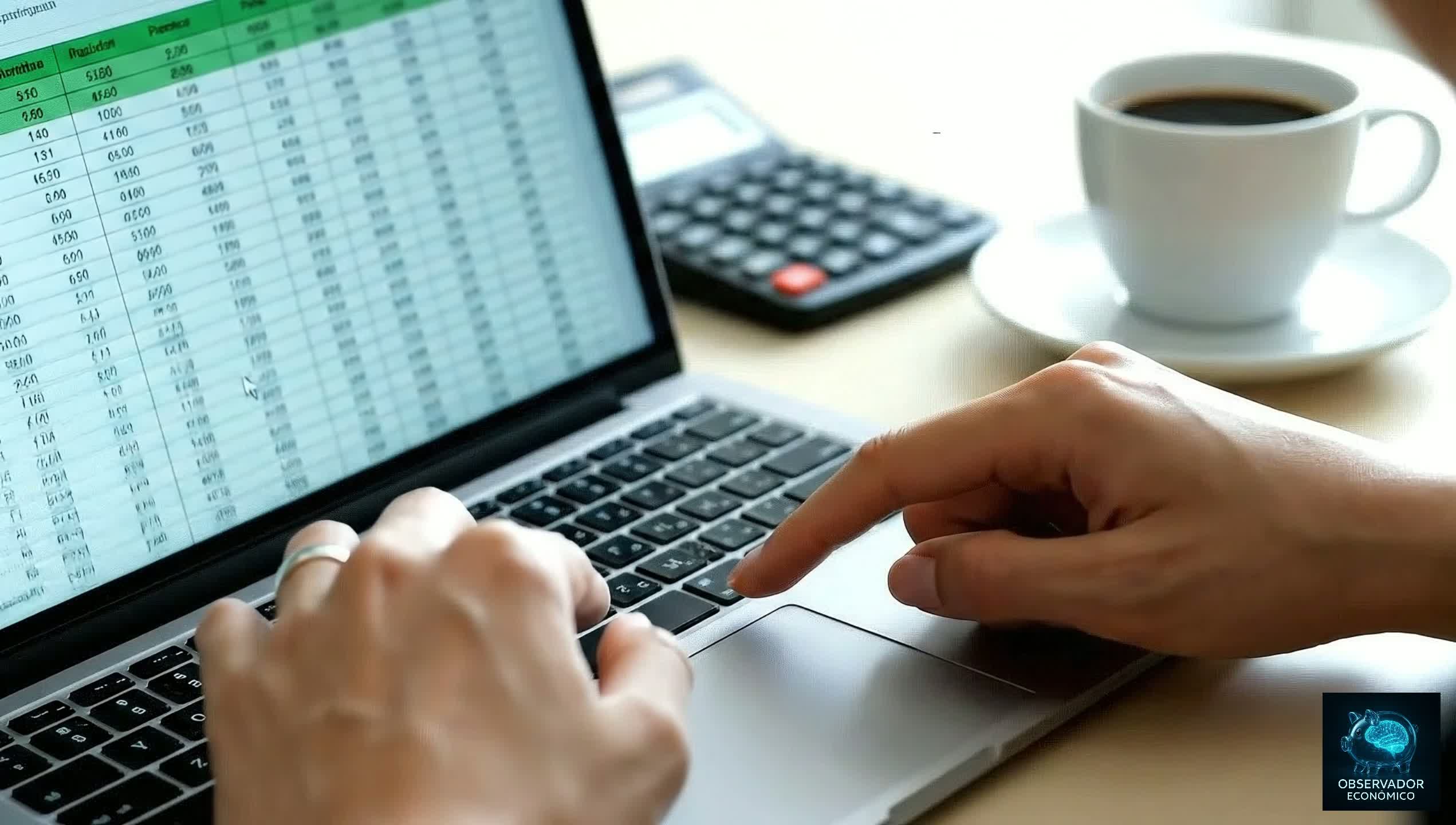 Planilha financeira em uso